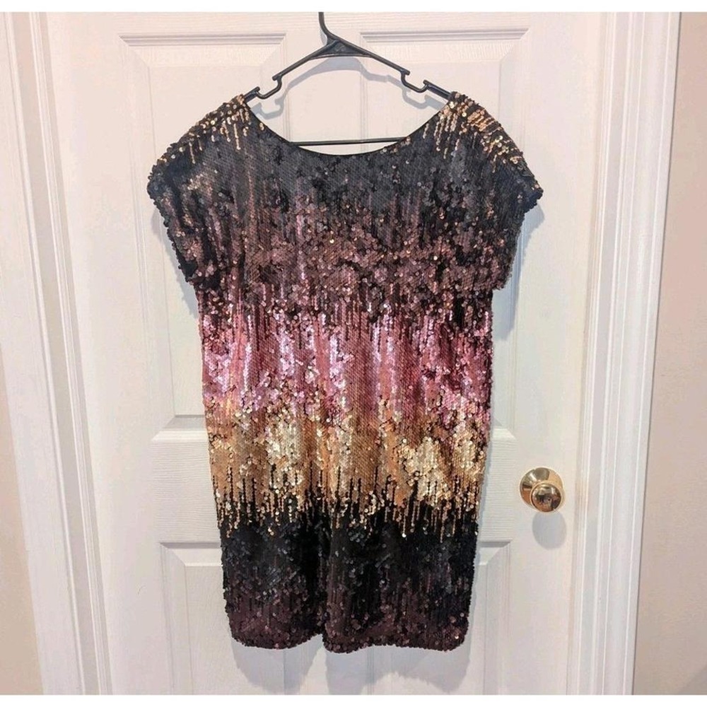 Y2K Party Cocktail Disco Sequin Ombre Festival Mini Dress Tobi Large Glam Barbie